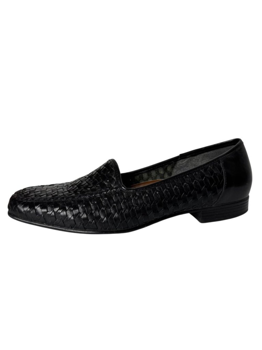 Naturalizer Sammy Black Leather Slip-On Flats Loafers Woven Women's Size 8N